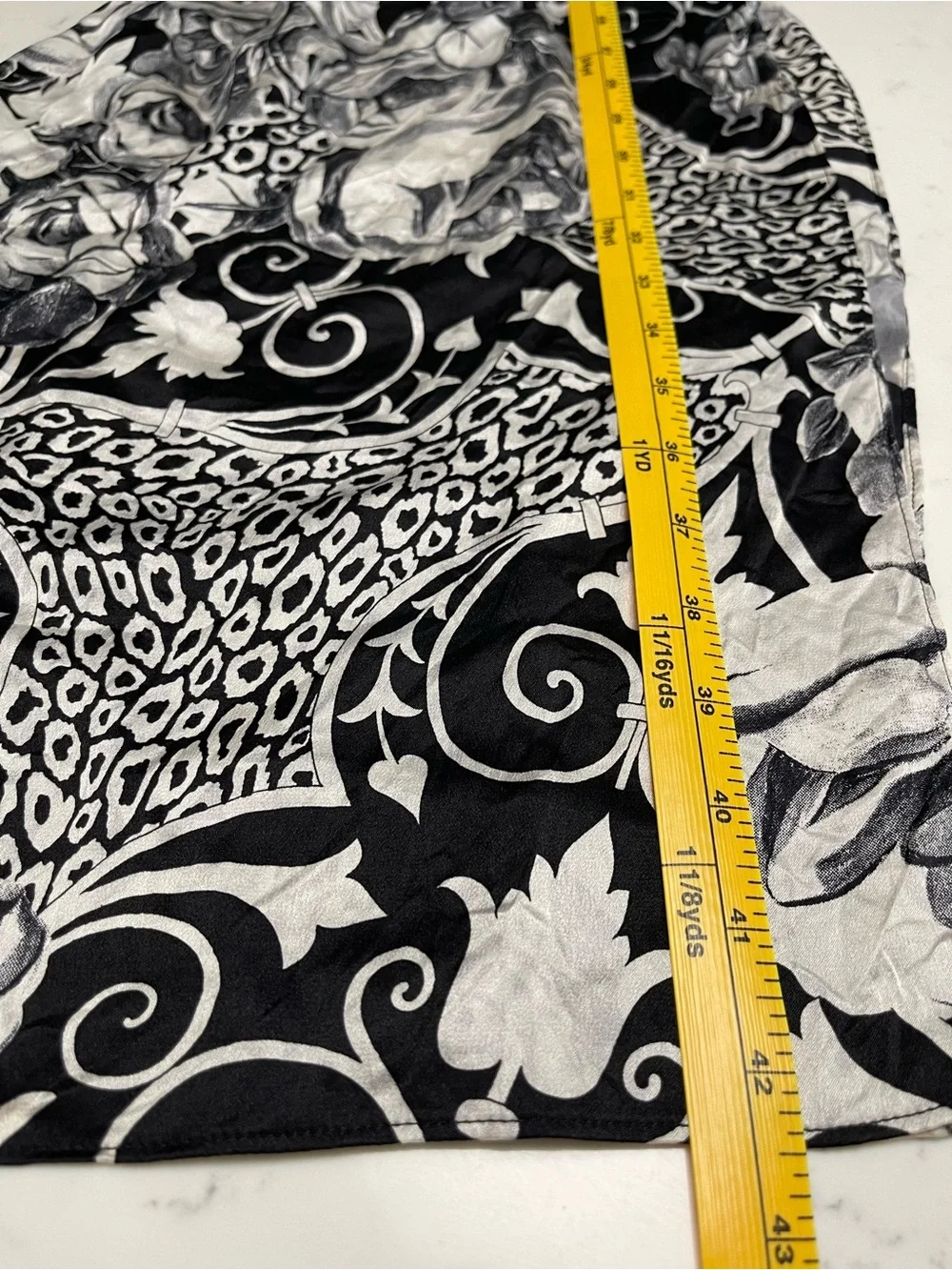 St. John Black & White Floral Silk Oblong Scarf Wrap